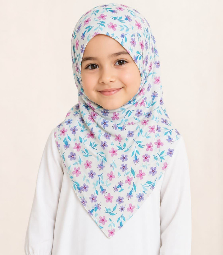 روسری دخترانه نخی گلدار